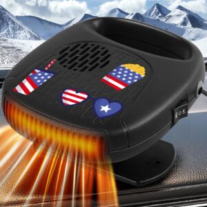 BESWORLDS Car Heater, Pattern Printingr 12V 120W Car Fans 2 in 1 Heating & Cooling 360 Degrees Adjustable Thermostat Fast Heating Defrost Defogger with Plug in Cigarette Lighter