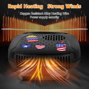 BESWORLDS Car Heater, Pattern Printingr 12V 120W Car Fans 2 in 1 Heating & Cooling 360 Degrees Adjustable Thermostat Fast Heating Defrost Defogger with Plug in Cigarette Lighter