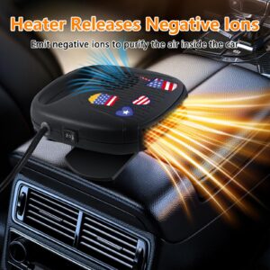 BESWORLDS Car Heater, Pattern Printingr 12V 120W Car Fans 2 in 1 Heating & Cooling 360 Degrees Adjustable Thermostat Fast Heating Defrost Defogger with Plug in Cigarette Lighter