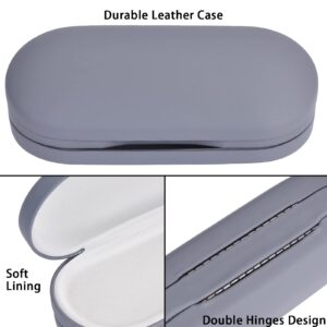 Muf 2 in 1 Contact Lens Case and Glasses Case,Double Sided Dual Use Design,Leak Proof & Portable,Tweezer and Contact Lens Solution Bottle Included for Travel Kit(Grey)