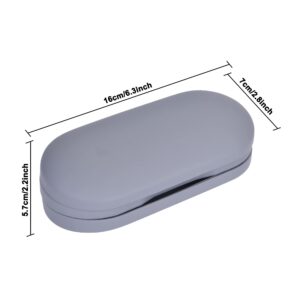 Muf 2 in 1 Contact Lens Case and Glasses Case,Double Sided Dual Use Design,Leak Proof & Portable,Tweezer and Contact Lens Solution Bottle Included for Travel Kit(Grey)