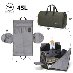 Convertible Garment Bag with Shoulder Strap, Modoker Carry on Garment Duffel Bag for Men Women - 2 in 1 Hanging Suitcase Suit Travel Bags,Forest Night