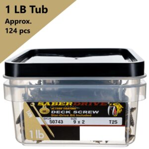 #9 x 2" Saberdrive Tan XL1500 Coated Exterior Star Drive Multi-Purpose Deck Screws 1 LB, Approx. 124 pieces