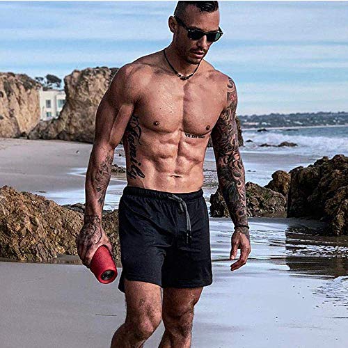 CYF Men’s Athletic Running Shorts with Pockets Quick Dry Breathable Active Gym Basketball Shorts Hiking (M) Black