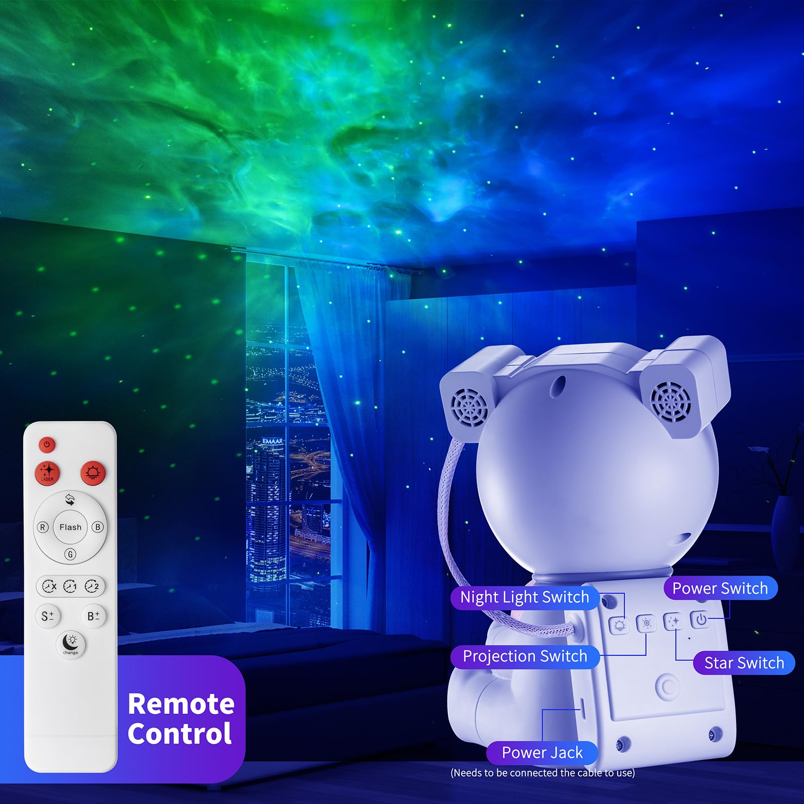 Astronaut Galaxy Projector Light, 2 in 1 Star Projector Light with Moon Lamp, Galaxy Night Light with 360° Adjustable & Remote Control, Gifts for Kids/Adults, Decor for Bedroom/Home/Party