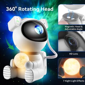 Astronaut Galaxy Projector Light, 2 in 1 Star Projector Light with Moon Lamp, Galaxy Night Light with 360° Adjustable & Remote Control, Gifts for Kids/Adults, Decor for Bedroom/Home/Party