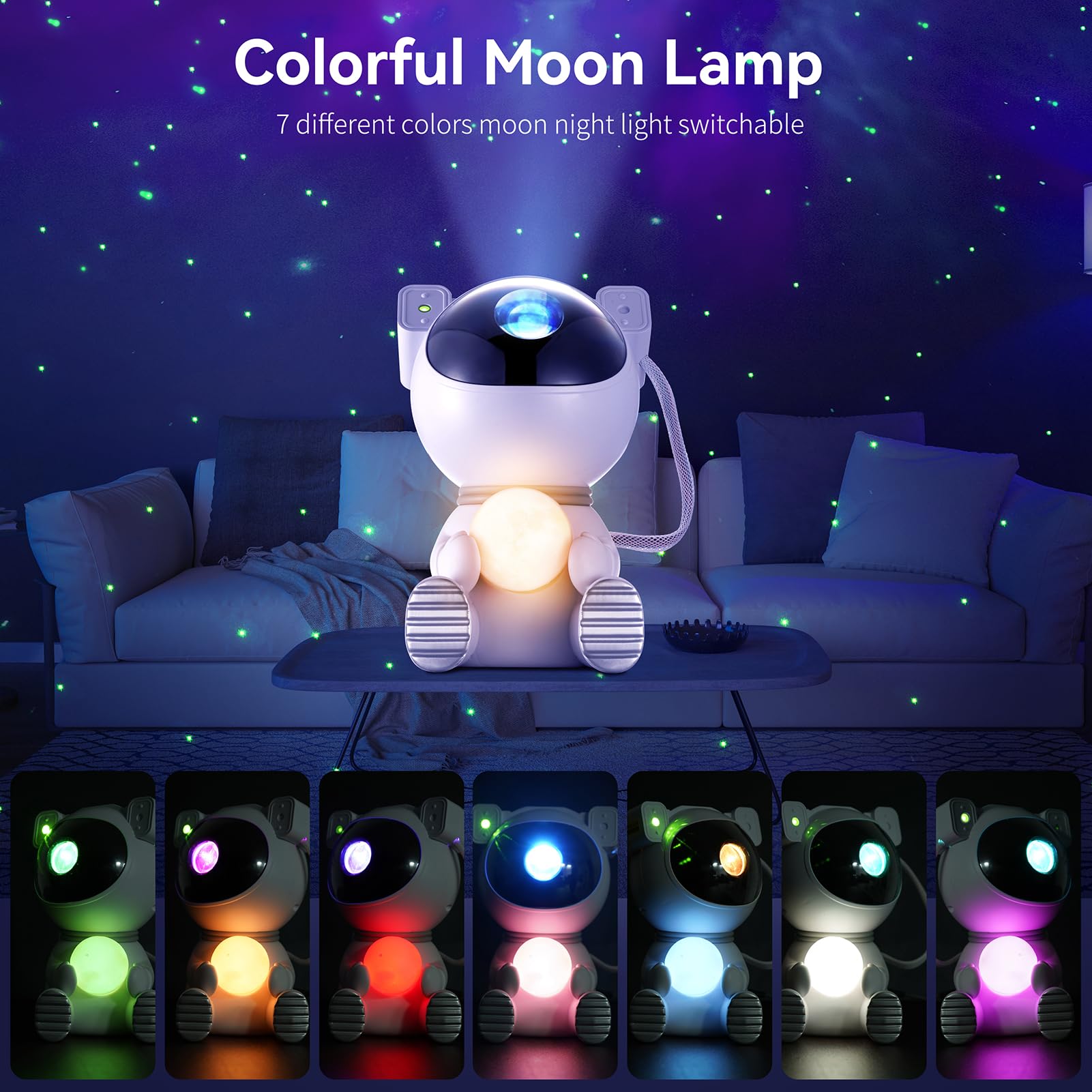 Astronaut Galaxy Projector Light, 2 in 1 Star Projector Light with Moon Lamp, Galaxy Night Light with 360° Adjustable & Remote Control, Gifts for Kids/Adults, Decor for Bedroom/Home/Party