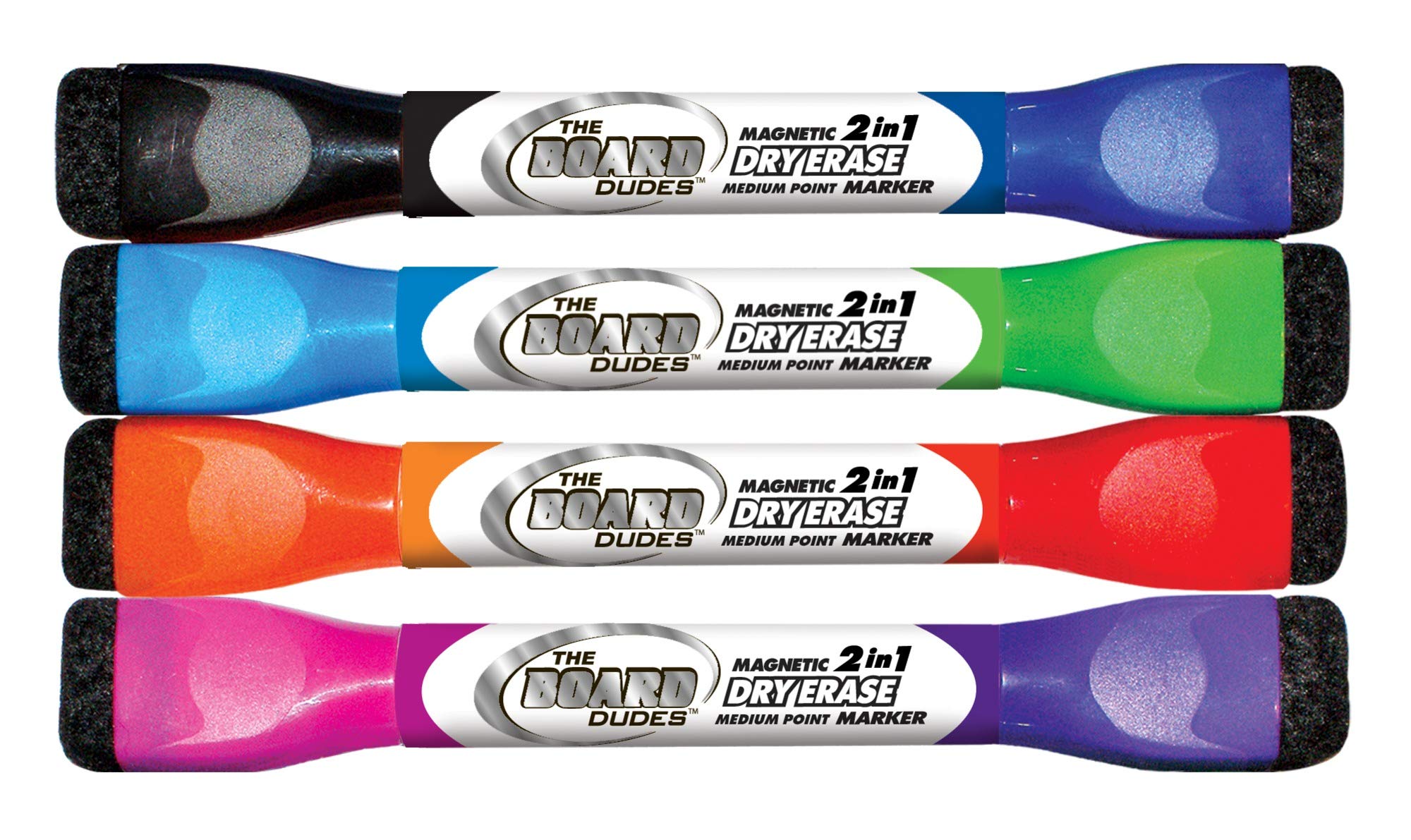 The Board Dudes 2 in 1 8 colors: Double - Ended 4 Magnetic Dry Erase Markers