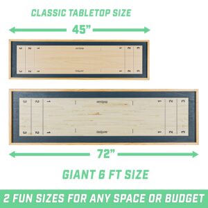 GoSports Shuffleboard and Curling 2 in 1 Board Games - Classic Tabletop or Giant Size - Choose Your Style