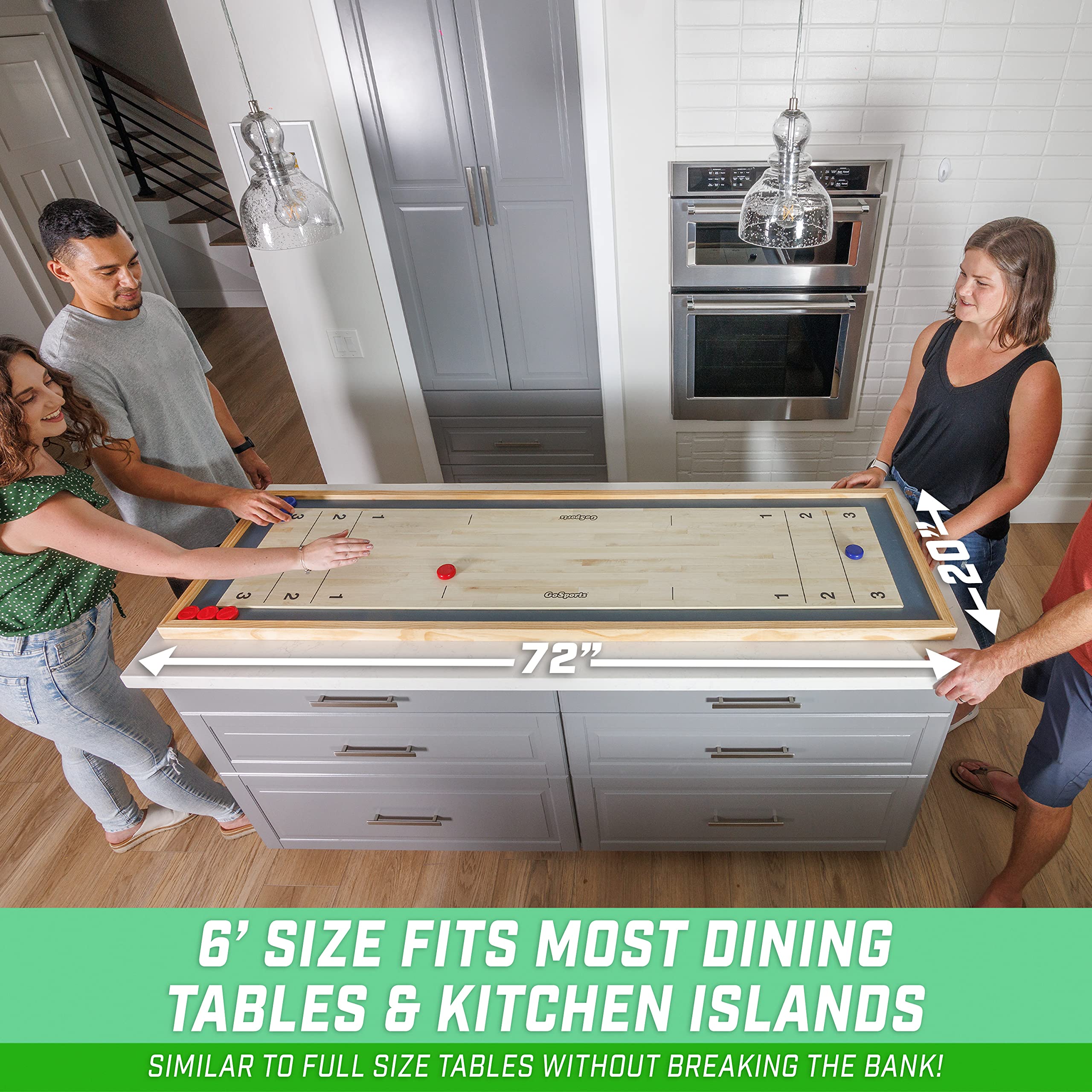 GoSports Shuffleboard and Curling 2 in 1 Board Games - Classic Tabletop or Giant Size - Choose Your Style