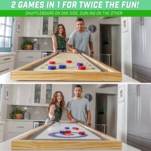 GoSports Shuffleboard and Curling 2 in 1 Board Games - Classic Tabletop or Giant Size - Choose Your Style