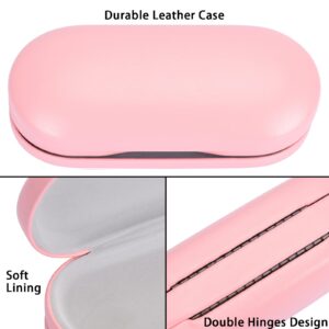 Muf 2 in 1 Contact Lens Case and Glasses Case,Double Sided Dual Use Design,Leak Proof & Portable,Tweezer and Contact Lens Solution Bottle Included for Travel Kit(Pink)