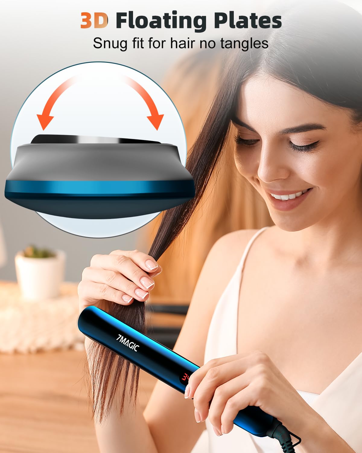 Negative Ion Flat Iron Hair Straightener, Ceramic Hair Straightener with LCD, 1" Flat Iron with 11 Heat Settings, Professional 2 in 1 Hair Iron for Thick Hair, Anti Static & Auto Shut-Off