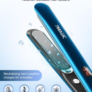 Negative Ion Flat Iron Hair Straightener, Ceramic Hair Straightener with LCD, 1" Flat Iron with 11 Heat Settings, Professional 2 in 1 Hair Iron for Thick Hair, Anti Static & Auto Shut-Off