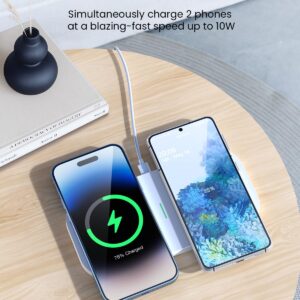 2 in 1 Wireless Charging Pad - 10W Max Wireless Charger for Apple iPhone 15/14/14 Plus/14 Pro Max/13/12/Mini/11/SE/X/8, Airpods 3/2/Pro, Wireless Phone Charger for Samsung S22/S21, Dual Charging Pad