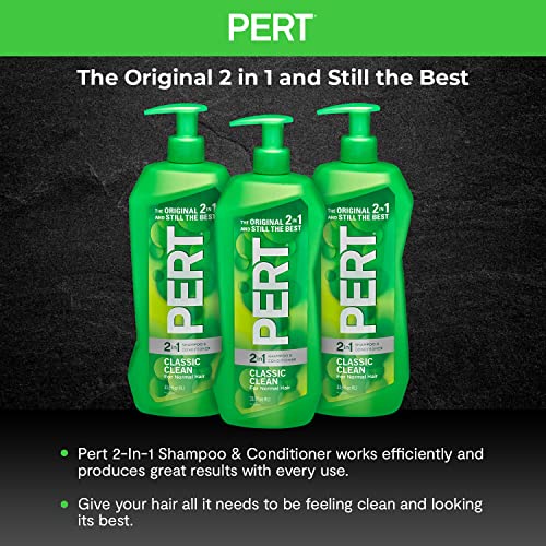 2-In-1 Shampoo and Conditioner by Pert - 33.8 Fl Oz - for Normal Hair - Classic Clean for Healthy and Strong Looking Hair - Removes Build-Up and Gently Moisturizes