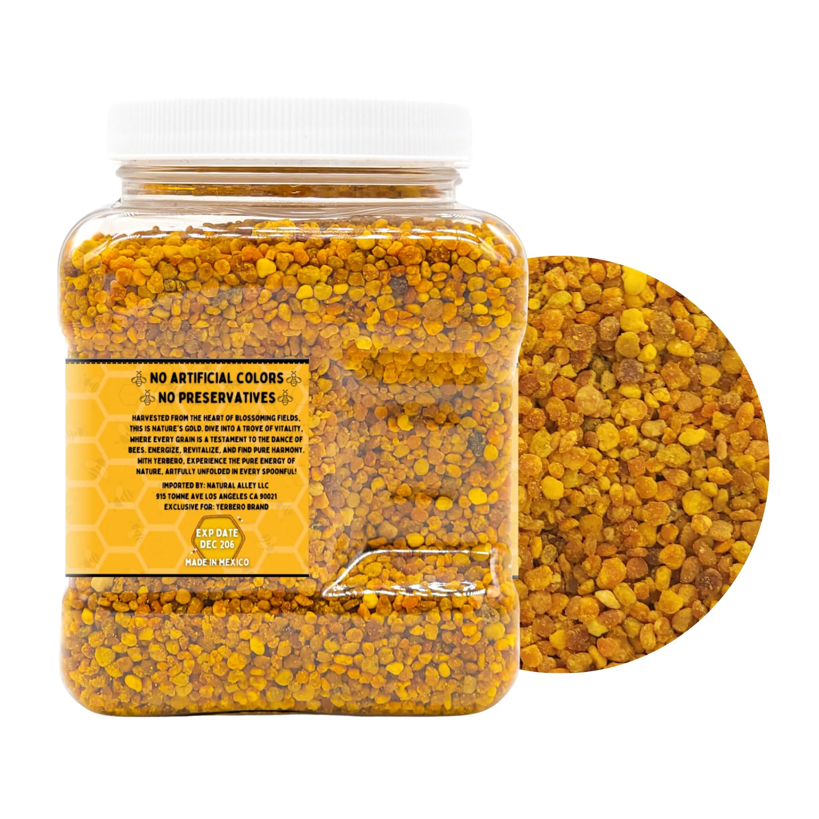 Yerbero - Premium Bee Pollen Granules 10 Oz (283g) | 100% Natural Pure Bee Pollen Raw Sweet Rich Flavor | Polen de Abeja 100% Natural.