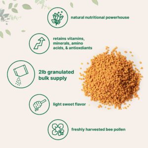 Micro Ingredients Pure Bee Pollen Granules, 2lbs | Fresh Harvest, Natural Superfood, Raw Sweet Flavor | Rich in B Vitamins, Minerals, Protein, & Antioxidants | Keto, Non-GMO