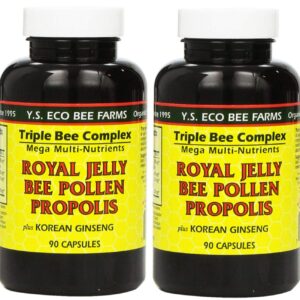 YS Eco Bee Farms, Royal Jelly Bee Pollen Propolis plus Korean Ginseng, 90 Capsules (2Pack)