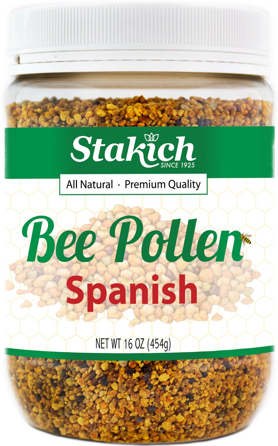 Stakich Spanish Bee Pollen Granules - 1 Pound (16 Ounce) - Pure, Natural, Unprocessed