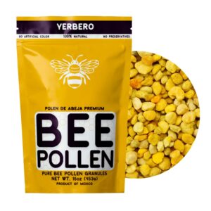 YERBERO - Premium Bee Pollen Granules 16oz (1 LB) (456g) Bag | 100% Natural Pure Wild Raw Sweet Aromatic Rich Flavor | Polen de Abeja 100% Natural.