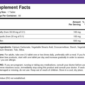 Piping Rock Royal Jelly Propolis Bee Pollen | 60 Caplets | Vegetarian, Non-GMO, Gluten Free Supplement