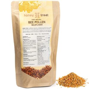 bee pollen granules by honey treat- raw, pure, natural, fresh wild bee pollen- non gmo- no preservatives- 16 oz (454g)