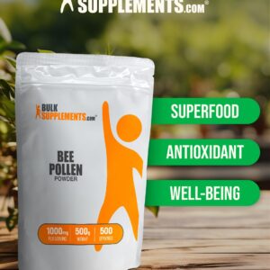 BulkSupplements.com Bee Pollen Powder - Superfood Supplement, Bee Pollen Supplement - for Immune Support, Natural & Gluten Free, 1000mg per Serving, 500g (1.1 lbs) (Pack of 1)