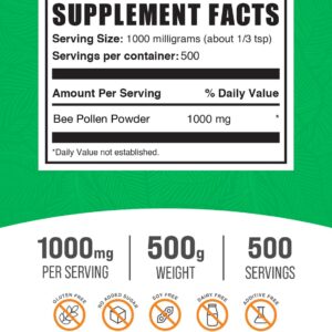 BulkSupplements.com Bee Pollen Powder - Superfood Supplement, Bee Pollen Supplement - for Immune Support, Natural & Gluten Free, 1000mg per Serving, 500g (1.1 lbs) (Pack of 1)