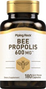 piping rock bee propolis extract | 600mg | 180 capsules | non-gmo, gluten free supplement