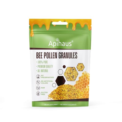 apihaus Bee Pollen Granules 1 lb. - 100% Pure - Fresh Raw Bee Pollen - Superfood Packed - Premium Quality Bee Pollen, Gluten Free