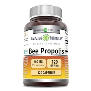 amazing formulas bee propolis supplement | 600 mg per serving | 120 capsules | non-gmo | gluten free | made in usa