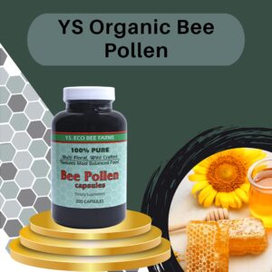 Y.S. Eco Bee Farms 100% Pure, Wild Crafted Bee Pollen Capsules - Organic Bee Pollen Vitamin Supplements Amino Acids, Organic Protein, Vitamin C, Vitamin B12 Gluten Free - 200ct with Bonus Key Chain