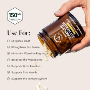 Beekeeper's Naturals Complete Gut Health, 3-in-1 Prebiotic, Postbiotic, Probiotics for Digestive Health & Bloating Relief for Women & Men, Propolis Powered, Gluten-Free Vegan Capsules, 60ct