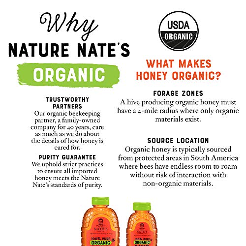 Nate's Organic 100% Pure, Raw & Unfiltered Honey - USDA Certified Organic - 16oz. Squeeze Bottle