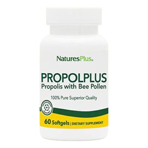 NaturesPlus Propolplus - 180 mg, 60 Softgels - Quality Bee Propolis Supplement with Bee Pollen - 60 Servings