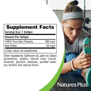 NaturesPlus Propolplus - 180 mg, 60 Softgels - Quality Bee Propolis Supplement with Bee Pollen - 60 Servings