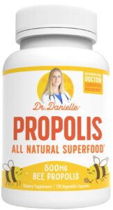 bee propolis from dr. danielle, best bee propolis supplement, 500mg 120 capsules