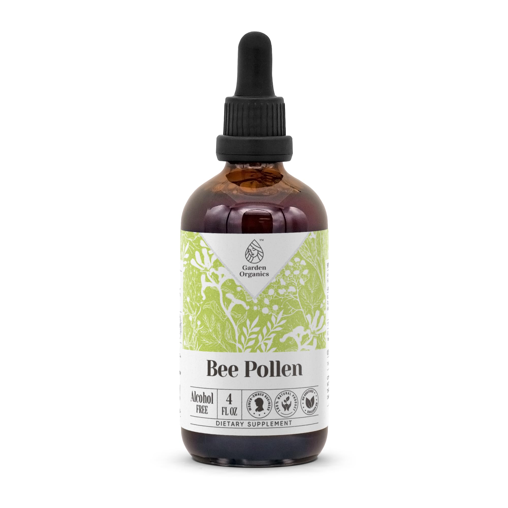 Bee Pollen Alcohol-Free Natural Tincture Extract, Immune System Booster, Liquid Drops Made from 100% Bee Pollen (4 fl oz)