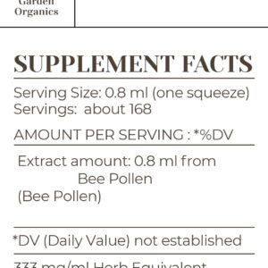 Bee Pollen Alcohol-Free Natural Tincture Extract, Immune System Booster, Liquid Drops Made from 100% Bee Pollen (4 fl oz)