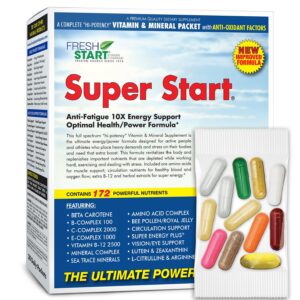 Super Start Complete Daily Vitamin Pack | 10X Energy & Stamina Booster, Muscle Support | Vitamin A, B, C, D, E, B12, Minerals, Amino Acids, Bee Pollen, Ashwagandha, Panax Ginseng (30 Packets)