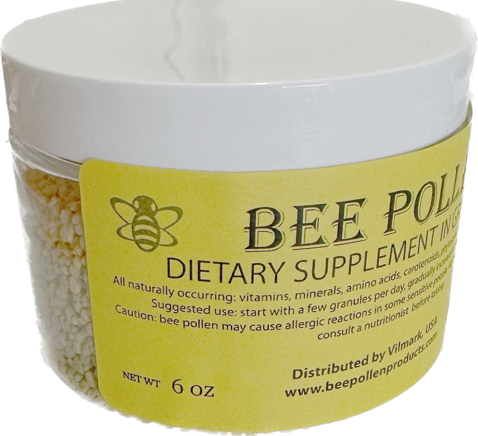 6 oz BEE Pollen 100% Pure Natural Non Processed Bee Pollen Granules 6 oz in jar