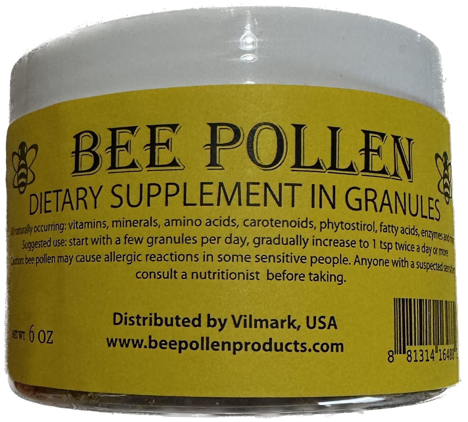 6 oz BEE Pollen 100% Pure Natural Non Processed Bee Pollen Granules 6 oz in jar