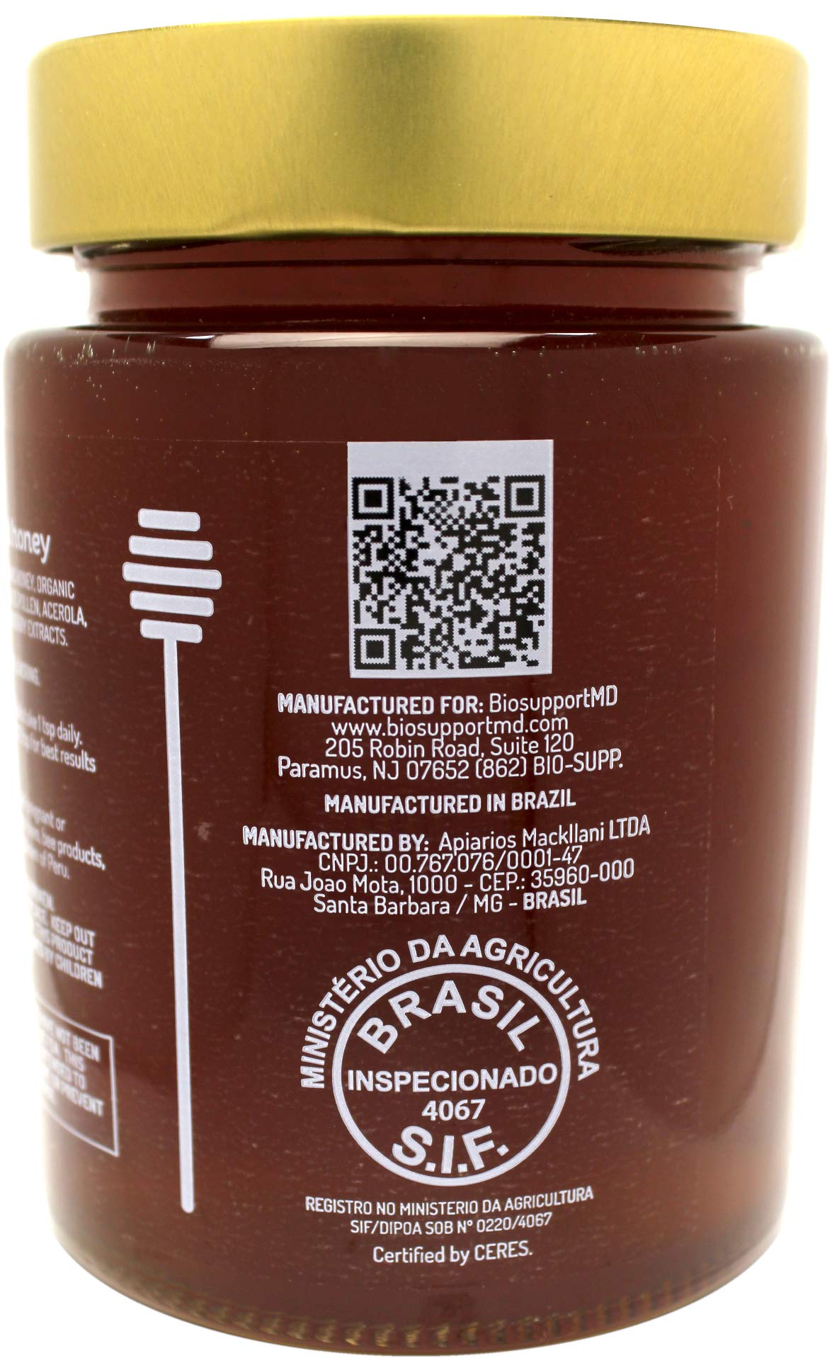 VITASUPPORTMD Superfood Organic Honey Fortified with Propolis - Aide with Immune Support, Energize Your Mind & Body with Bee Pollen, Vitamin C, Guarana, & Elderberry Bee Formula