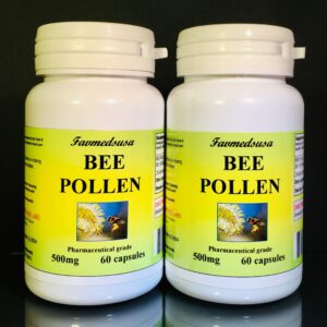 Favmedsusa Bee Pollen 500mg, Made in USA - Various Sizes (2 Bottles - 120 [2x60] Capsules)