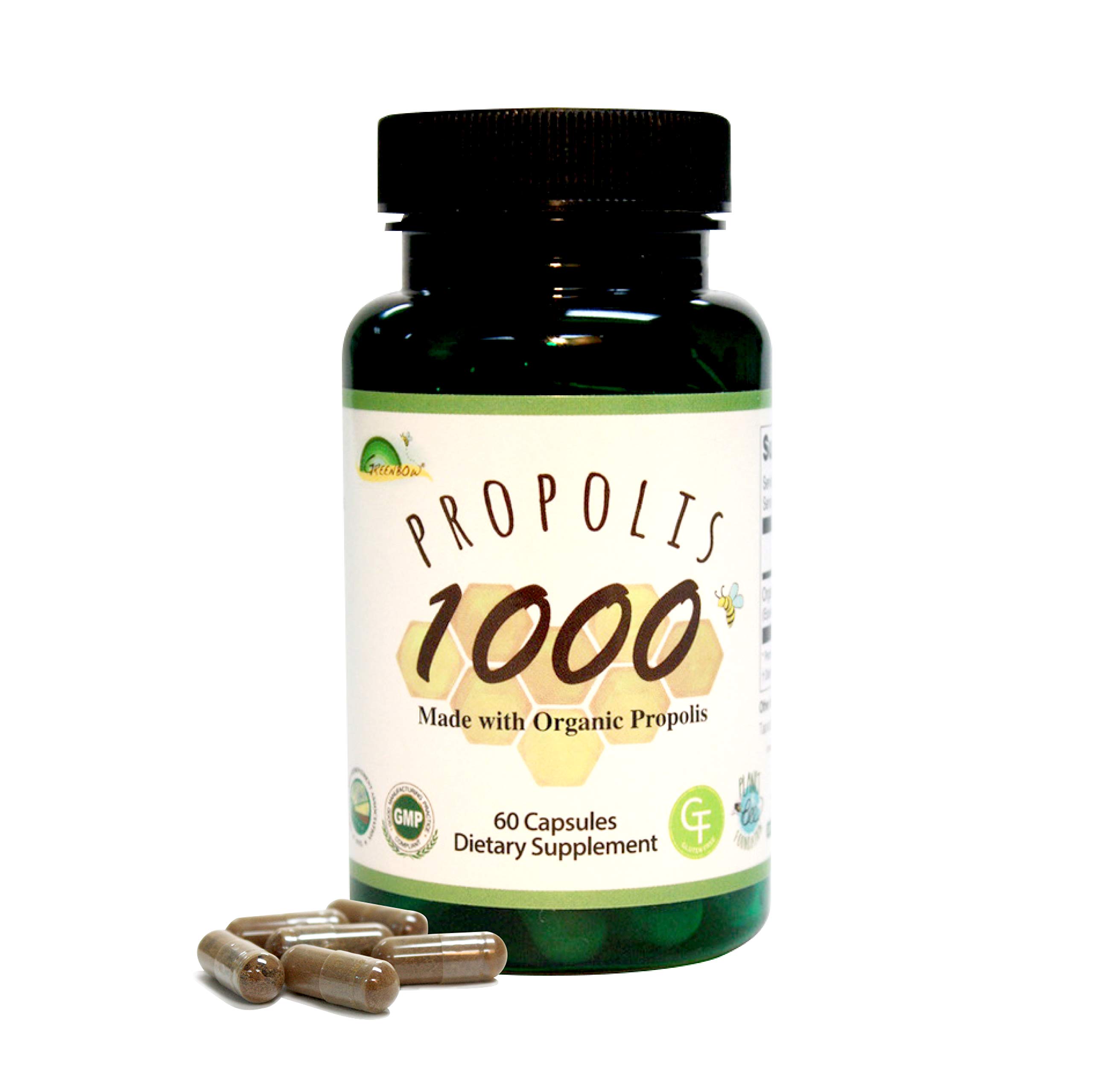 Greenbow Propolis 1000mg_NonGMO Made with Organic Propolis_60 Capsules_VEGAN CAPSULES