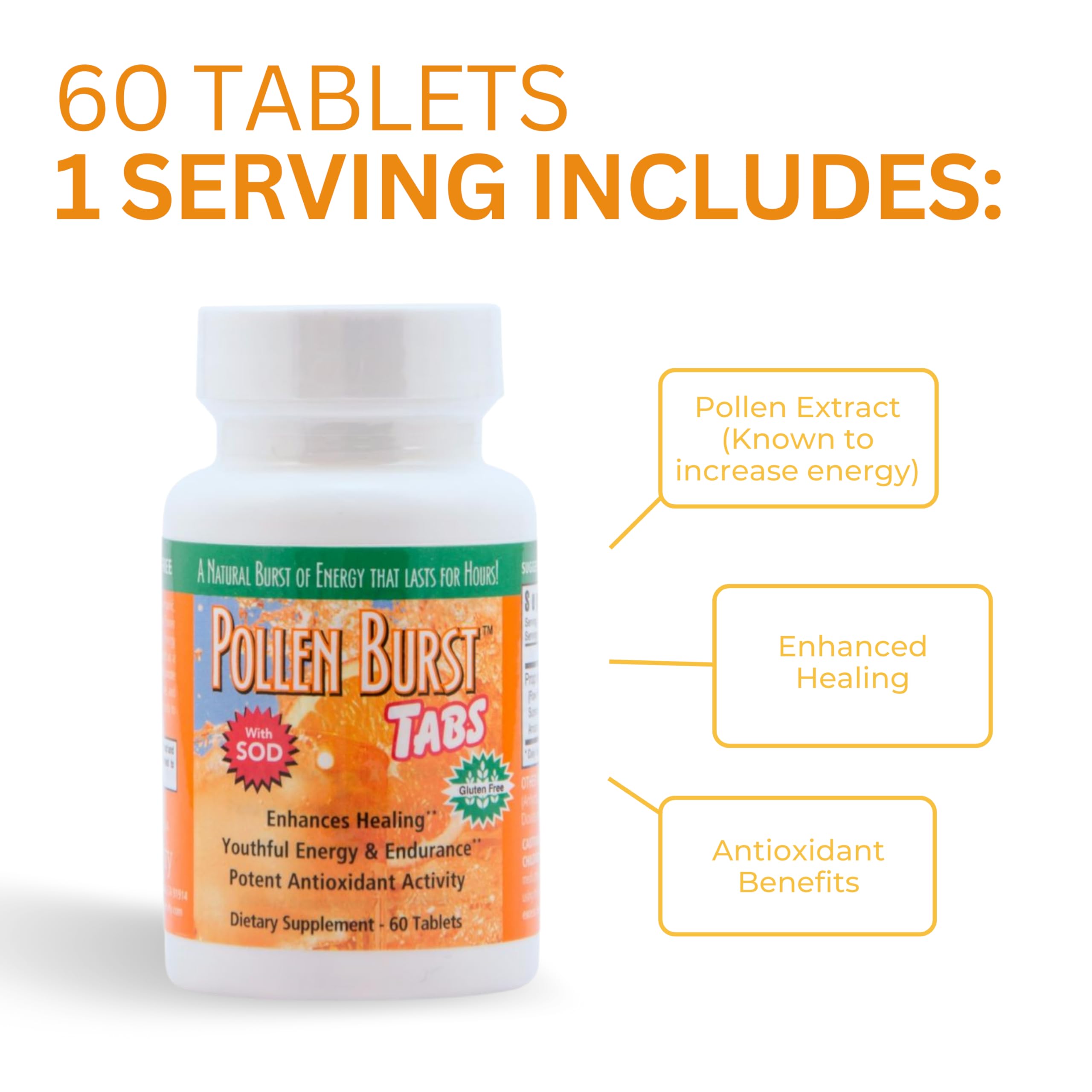 Youngevity Pollen Burst™ Tabs - Organic Hypoallergenic Nutrient Extracts from Pure Flower Pollen - Formerly Projoba Polbax Energy & Endurance - 60 Tablets