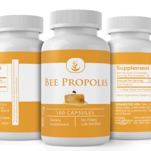 Pure Original Ingredients Bee Propolis, (100 Capsules) Always Pure, No Additives Or Fillers, Lab Verified