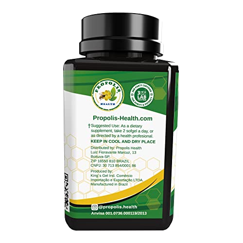 Propolis Health Propolis Capsules 1000mg-Daily with Vitamin E Per 2 Capsules - Brazilian Green Propolis Extract - Immune Booster 50 Days Supply Propolis Capsules (180 Capsules)