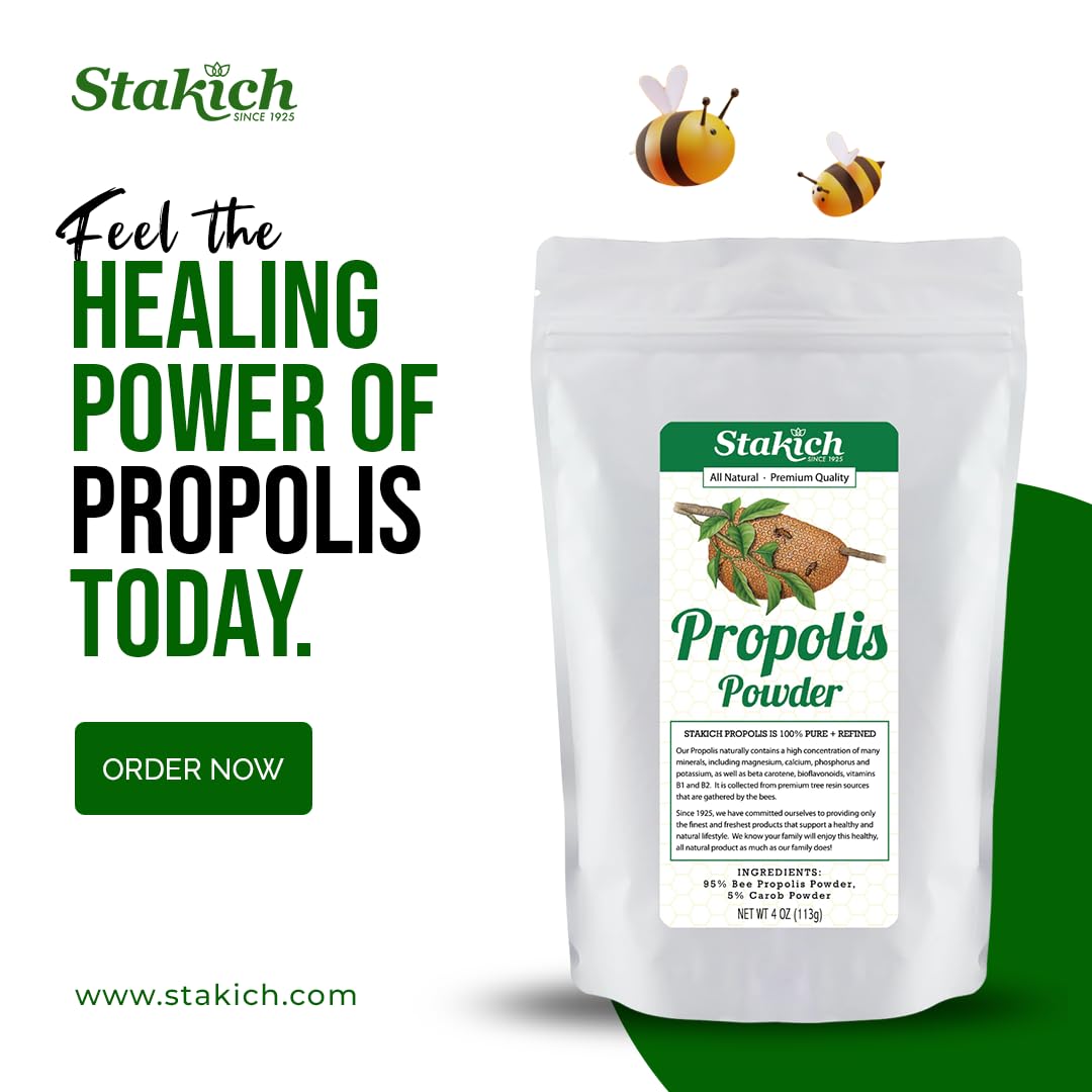 Stakich Bee Propolis Powder - All Natural- 1 Pound (16 Ounce)